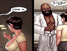Adult comic shows a busty brunette getting hammered with a BBC