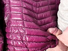 Cum on Girlfriend's Shiny Pink G. W. Down Jacket
