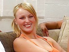 Pale Euro Blonde Takes On 2 Black Cocks