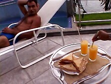 Sexy ebony in pink dress gets her apple bottom fucked hardcore