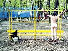 Self Crucified Suspended Naked In Public Park