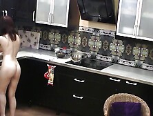 My naughty exgirlfriend making dinner naked in the kitchen