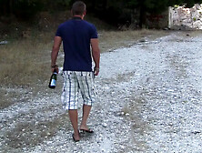 Agnessa in amateur sex scene with a couple fucking in nature