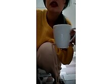 Bimbo is licking restroom grope and eating crazy tampon