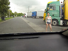 Real Bitch Picked Up Between Trucks And Get Paid For Sex