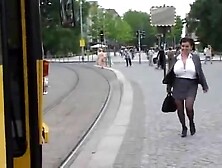 busty-topless-woman-discusses-her-tits-on-tram-in-Germany