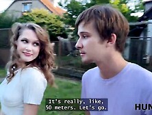 HUNT4K.  Una Fairy was picked up by a stranger and was showing her melons