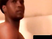 Athletic black BBC camera stroking to climax pride