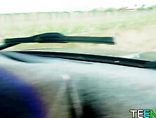 Busty lady Annika Eve banged in nature during a roadtrip