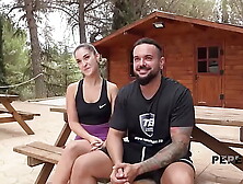 Unexpected surprise for Candy Fly! an OUTDOORS THREESOME with two penises