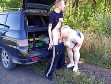 The Park, I Fuck My Neighbor In Her Pussy Doggy Style, Then In Her Mouth And Cum Twice In A Minute