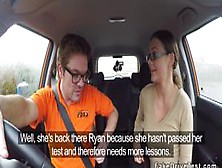 Hot student banged in driving school car