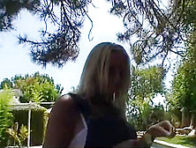 Sexy Blonde Slut Gets Fucked In The Backyard