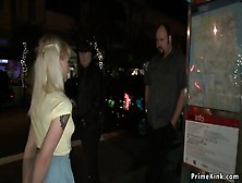 Gagged Blonde Is Fucked In Public