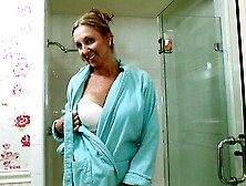 Naughty Mom Plays With Her Wet Twat With Huge Dildo On Shower.