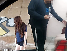 Oh,  aaay! Take it out! Beautiful young scavenger goes to an old man's house part 1/3