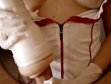 Attractive Nurse In Medical Gloves Exames Prostate And Fuck Her Patient With Fleshlight