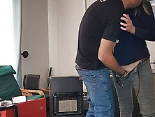 Fucking my neighbour's wife standing missionary while he is in the bathroom