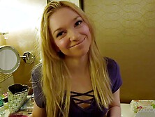 Blonde Ellie gets her pussy pounded doggy and her mouth cum filled