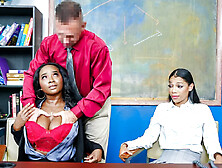Ebony beauties milking principals knob
