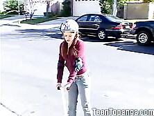 Teeny whore in erotic solo fondling scene