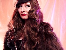 ASMR Mistresse: furry coat fetish, clowly erotic movements and leather gloves close ups