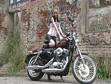 Pretty Girl And Her Bike