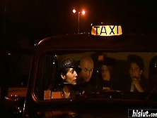 Intense Foursome In A Cab