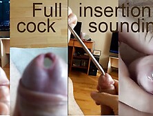 Deep wang sounding plugs insertion while watching femdom sounding porn (full urethral insertion)