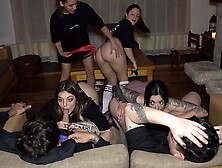 The great Argentinian porn ORGY: four skanks thirsty for dick and two lucky males! - Knock Knock Club