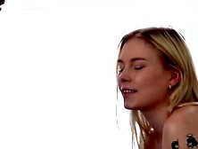 Mimi Cica and Romy Indy are sharing a gracious dude during an interracial 3some,  on the daybed