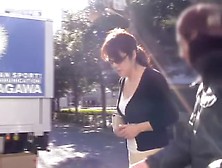 Asian girl gets downblouse and upskirt (fake) spied