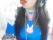 Asmr Cosplay D. Va Push Pop Candy Mouth Sounds Masterbating So Hot!!!