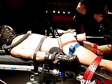 RAWBONDAGE - Chained jock lying face down being fisted in his ass