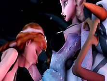 Anna X Elsa [Sfm] - Futa Blowjob