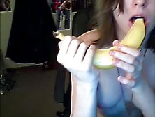 College Girl Masturbates With Banana