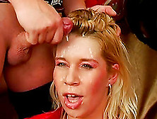 Half The Hockey Team Fucks This Blonde And Showers Her With Cum