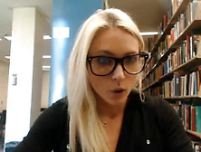 Cute Blonde College Girl Flashing In The Library