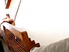 Golden-haired floozy in white nylons seduces the stud with the large schlong