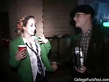 College bitch getting poked while others watch during a College Fuck Fest Party