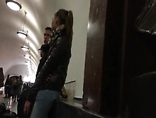 Public Cumshot On Girls Leather Jacket