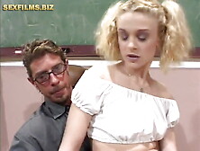 Scoolgirl's sex lesson in the classroom