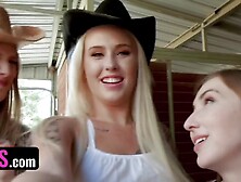 Southers Girls Gracie Green,  Layla Love & Ashley Lane Take Turns Riding One Cowboy's Dick - Bffs