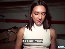 Public Agent Gorgeous Brunette Biology Student Orgasm Over a Stranger Meat