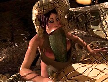 massive mutant dick stretches lady's small mouth 2k 3D