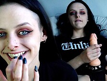 Domme Goth Rides Your Mouth With Strap-On