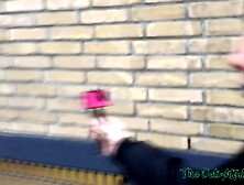 Sexy Tattooed Ex-Girlfriend doing her first Cumwalk in Amsterdam