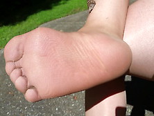 Outdoors Pantyhose Tease