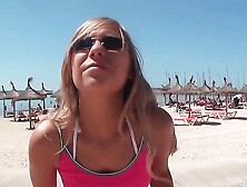 Petite German 18yo teen pick up at holiday beach and persuaded for porn