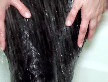 Taking a shower in leather leggings! Water slowmo